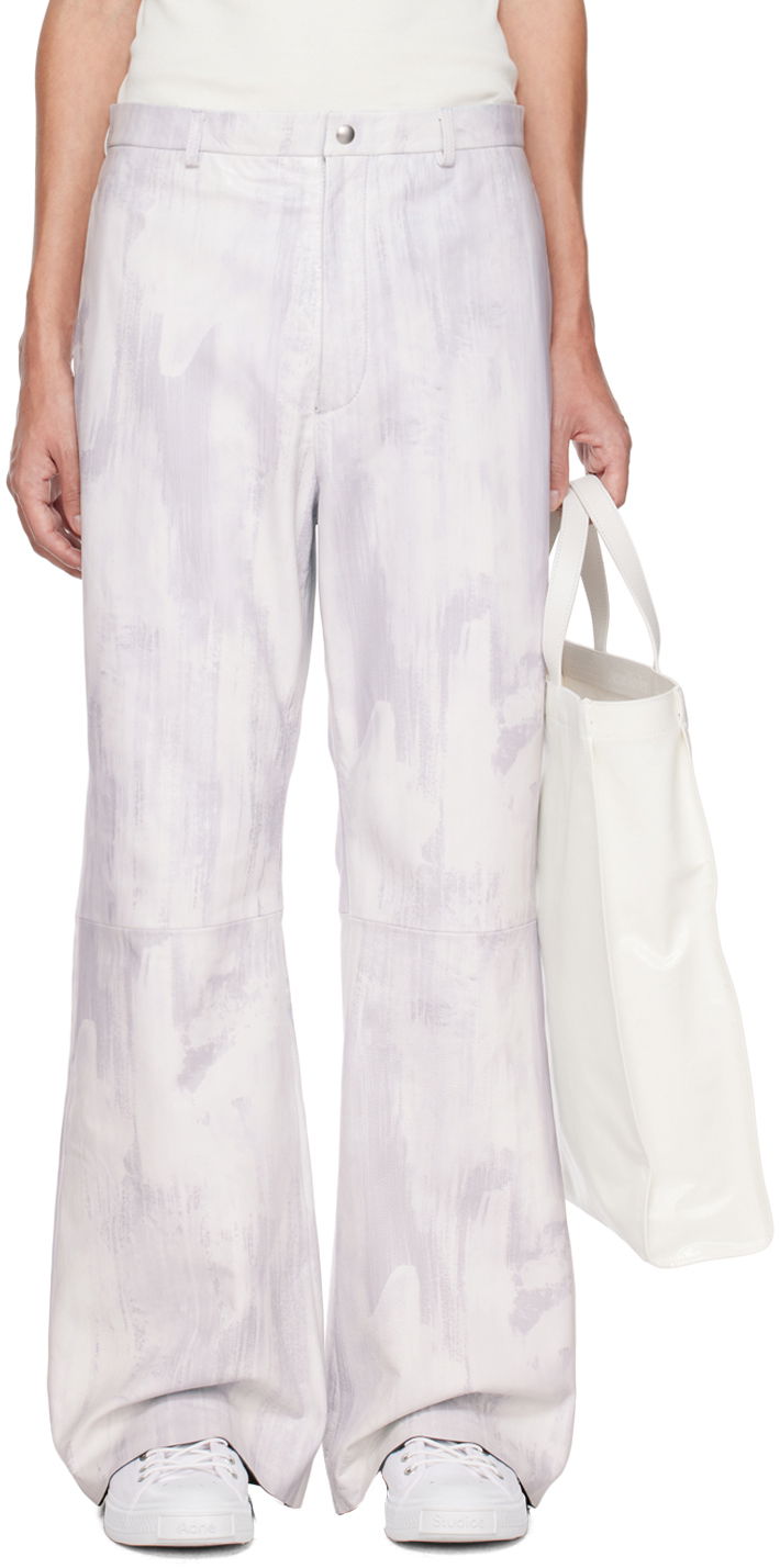 Nohavice Acne Studios x SSENSE Leather Trousers Biela | CK0072-, 0