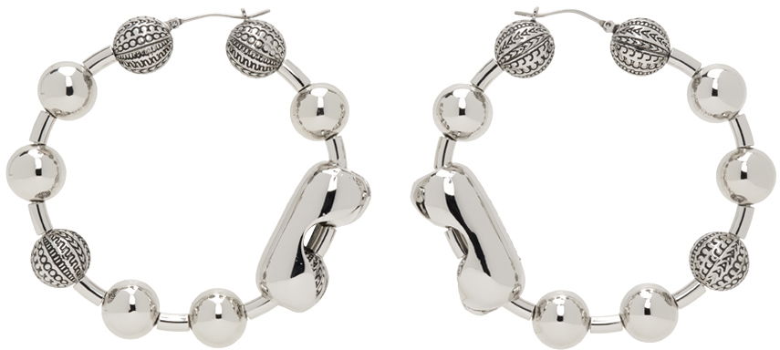 Náušnice Marc Jacobs Marc Jacobs Monogram Ball Chain Hoop Earrings Metalická | 2S4JER001J02, 0
