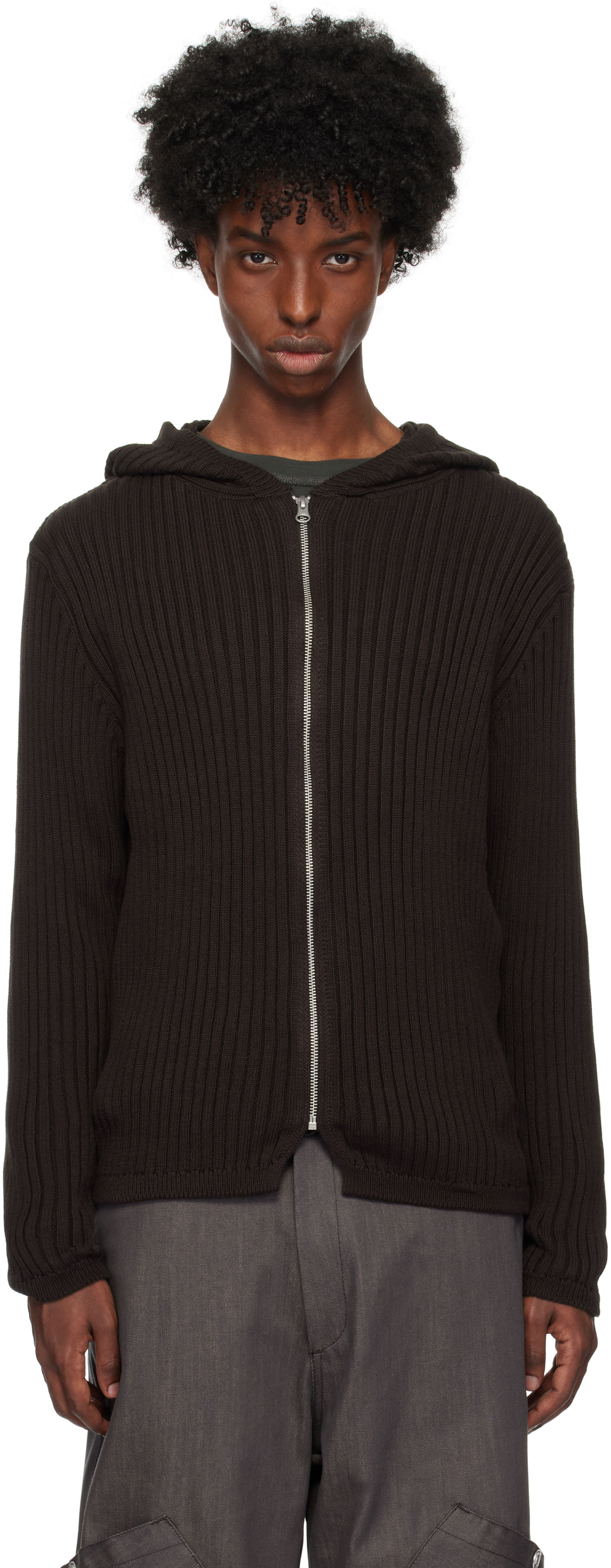 Mikina AFFXWRKS Knit Hoodie Hnedá | FW24KN02, 0