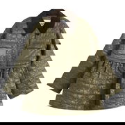 Shiny Quilted Midi Jacket with Corduroy Collar and Peplum Hem