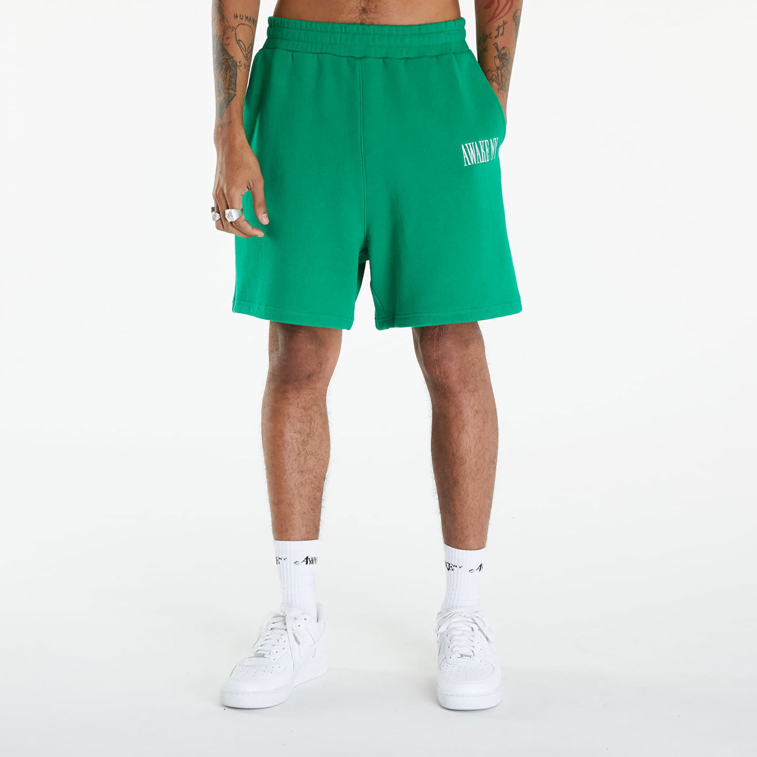 Šortky Awake NY Spire Logo Embroidered Sweatshort Green Zelené | AWK-SP24-PA006-GRN, 0