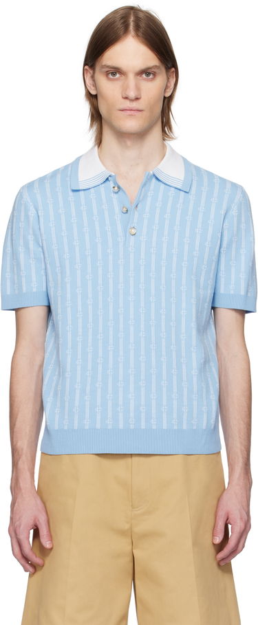 Polo tričko Casablanca Casablanca Monogram Knit Polo Modrá | MS25-KW-895-02, 0