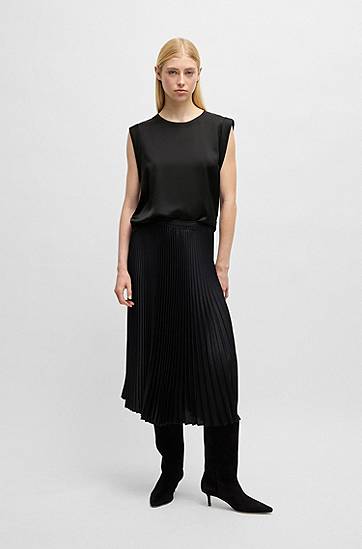 Tielko BOSS BOSS Hammered Satin Sleeveless T-Shirt Čierna | 50534865, 1