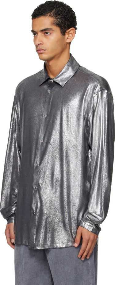 Košeľa Diesel Foiled Long-Sleeve Button-Up Shirt Metalická | A19410-0NKCU-9AW, 3