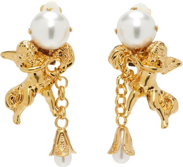 Náušnice Balmain Agnes Baroque Pearl Cherub Dangle Brass Clip-on Earrings Žltá | FN1XI517MPLT, 0
