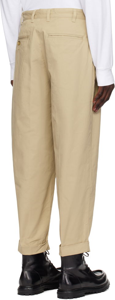 Nohavice BEAMS BEAMS PLUS 2 Pleats Twill Trousers Béžová | 38230097874, 2