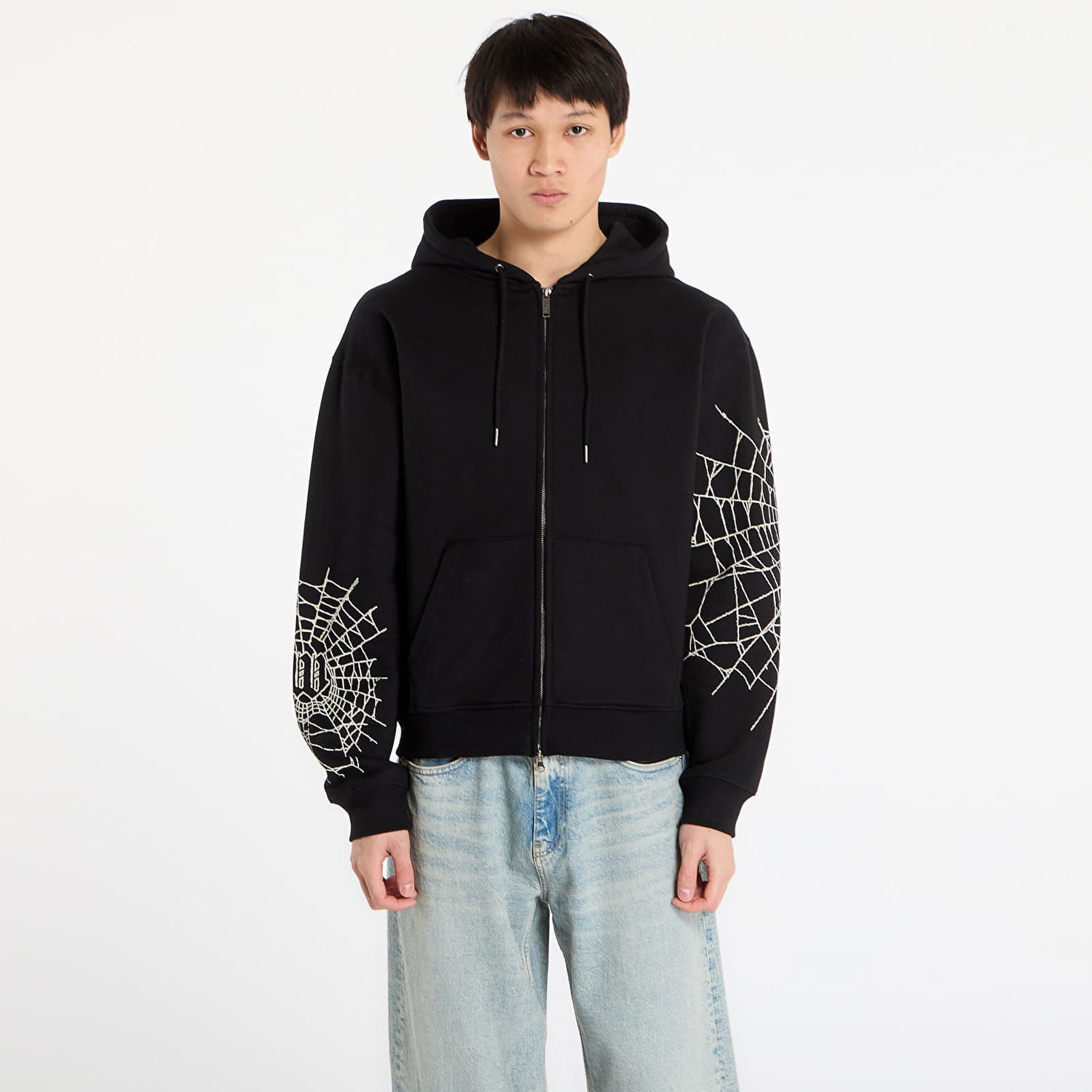 Mikina Wasted Paris Authentic Zip Hoodie with Spiderweb Sleeves Čierna | WP_000333, 0