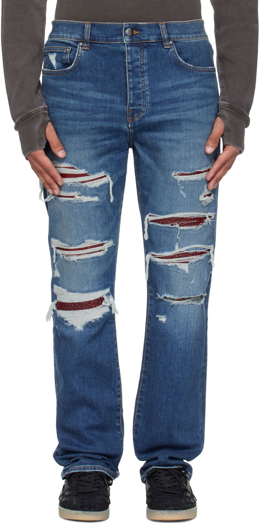 Džínsy AMIRI AMIRI Croc Slim Thrasher Jeans Modrá | AMDNSM1023