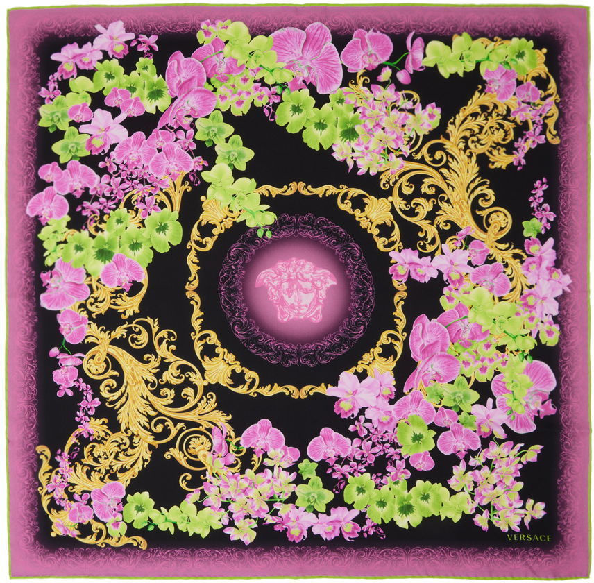 Medusa Orchid Print Silk Square Scarf