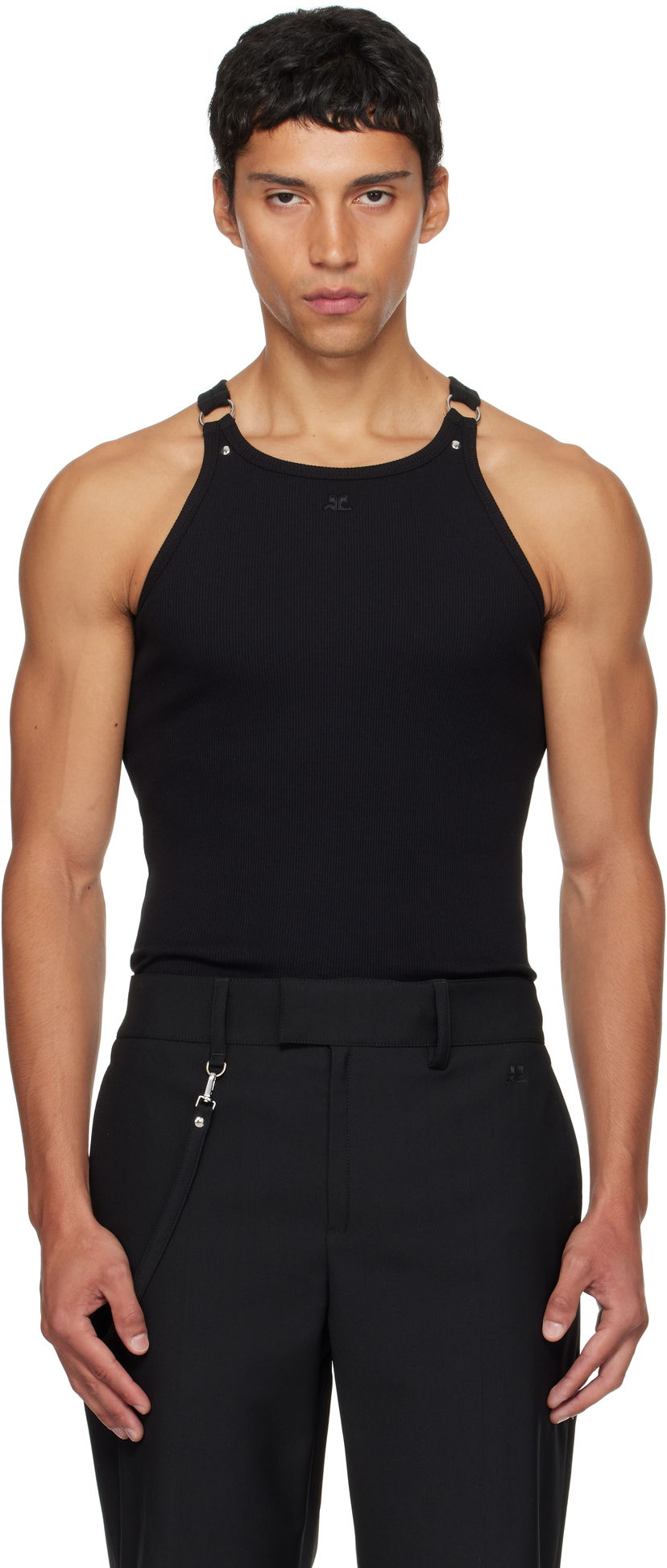 Tielko Courrèges Courrèges Buckle 90's Rib Tank Top Čierna | 325JDE139JS0194