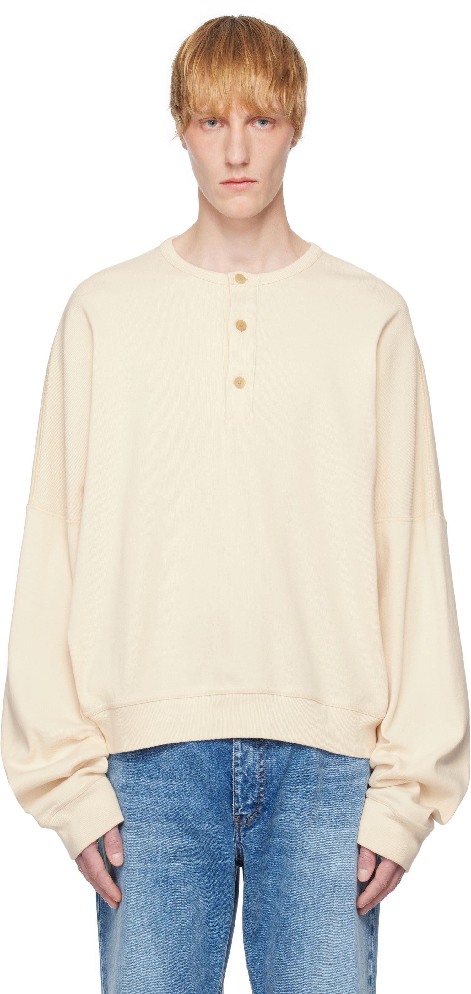 Mikina The Row The Row Greto Henley Sweatshirt Béžová | 945-K660, 0