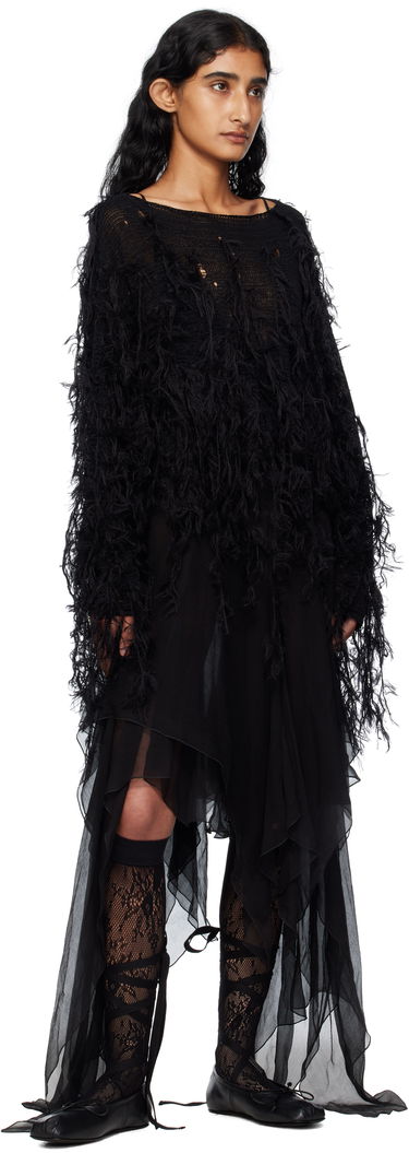 Sveter Ann Demeulemeester Ann Demeulemeester Vilta Distressed Knit Sweater Čierna | B0012850-KN064-099, 3
