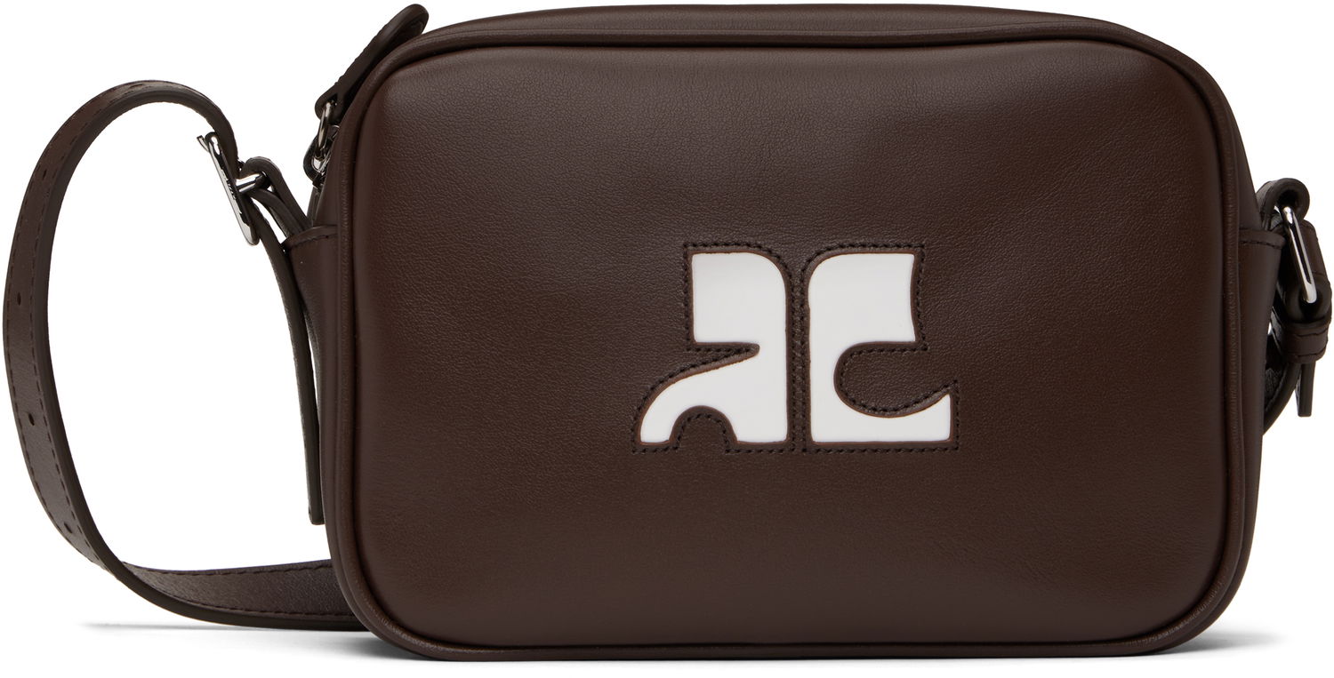 Taška cez rameno Courrèges Courrèges Reedition Leather Camera Bag Hnedá | PERGSA061CR0065, 0
