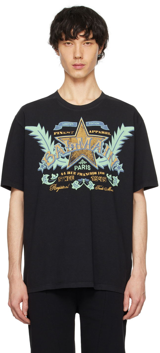 Tričko Balmain Western T-Shirt Čierna | CH1EG000GD28