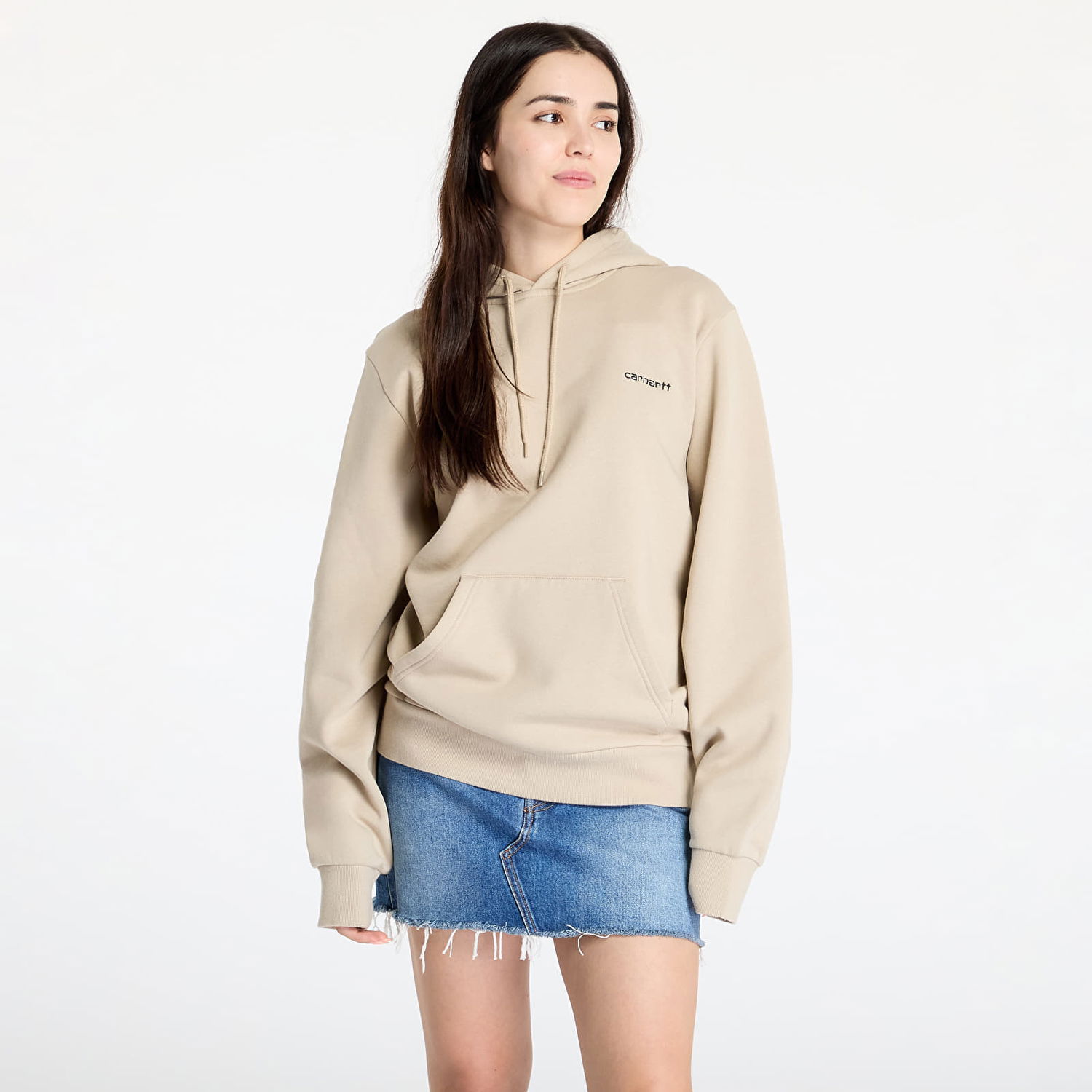 Mikina Carhartt WIP Hooded Script Embroidery Sweat Wall/ Black Béžová | I033658.AWXX., 1