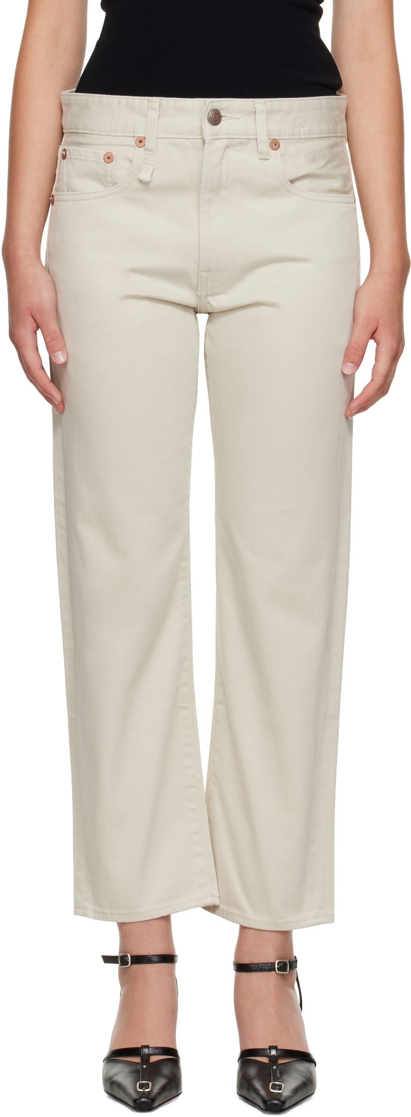 Džínsy R13 R13 Romeo Straight-Leg Jeans Béžová | R13WD103-D338A