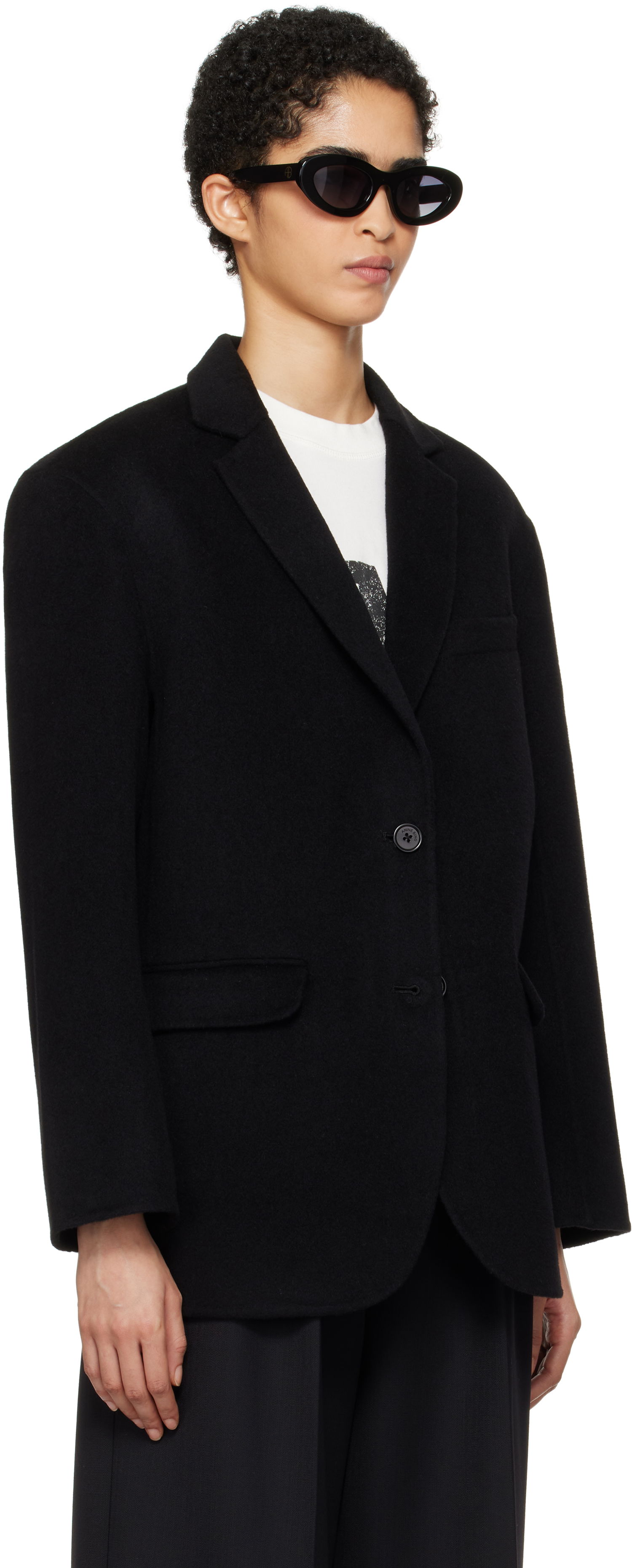 Bunda Anine Bing Black Single-Breasted Blazer Čierna | A-01-7073-000, 1