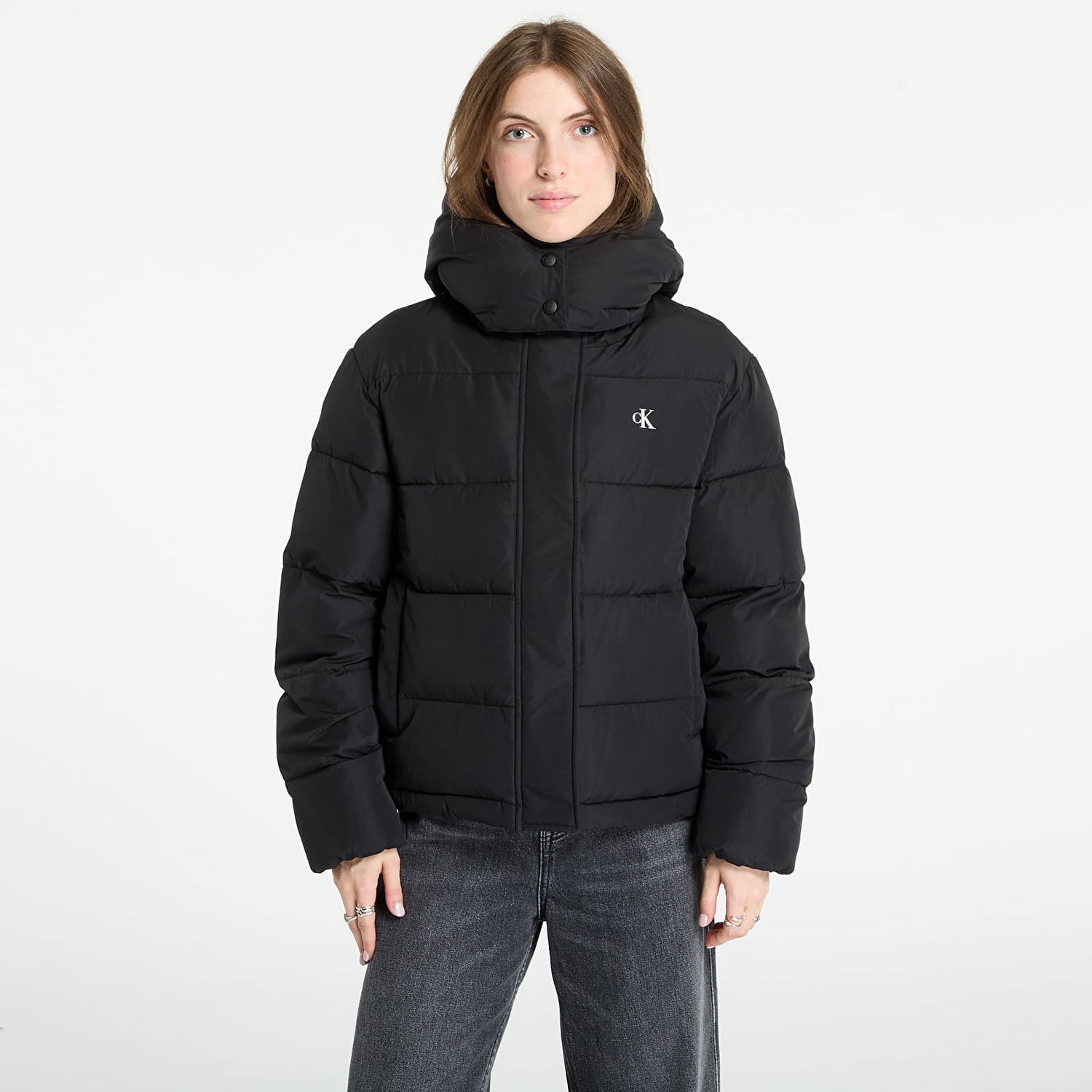 Prešívaná bunda CALVIN KLEIN Calvin Klein Jeans Matte Monologo Short Puffer Jacket Čierna | LV047D513G UB1, 0