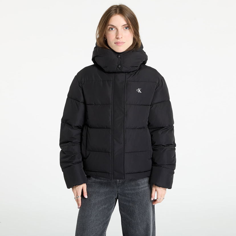Prešívaná bunda CALVIN KLEIN Calvin Klein Jeans Matte Monologo Short Puffer Jacket Čierna | LV047D513G UB1