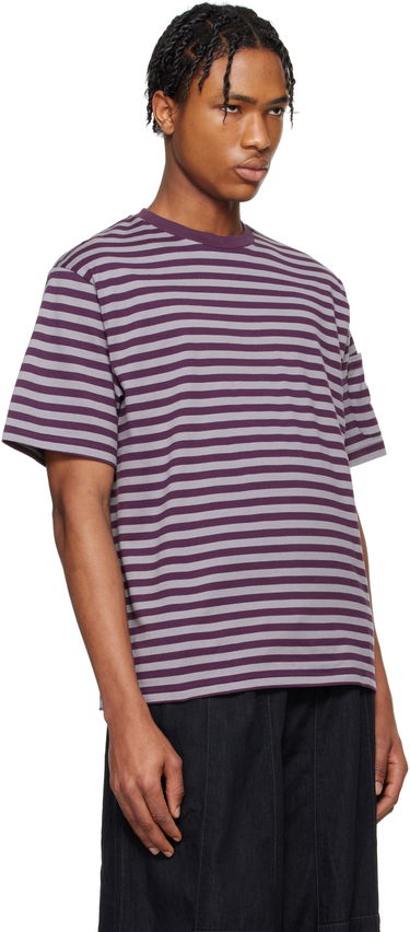 Tričko Needles NEEDLES Cotton Stripe T-Shirt Fialová | QV364, 1