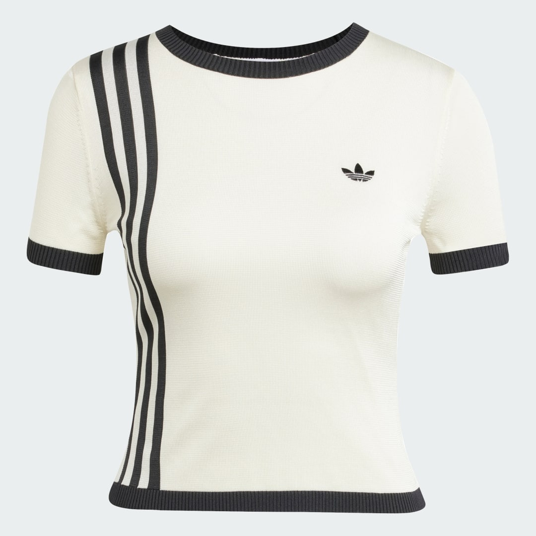 Sukňa adidas Performance Knitted 3 Stripes Short Sleeve T-Shirt Čierna | JJ0961, 1