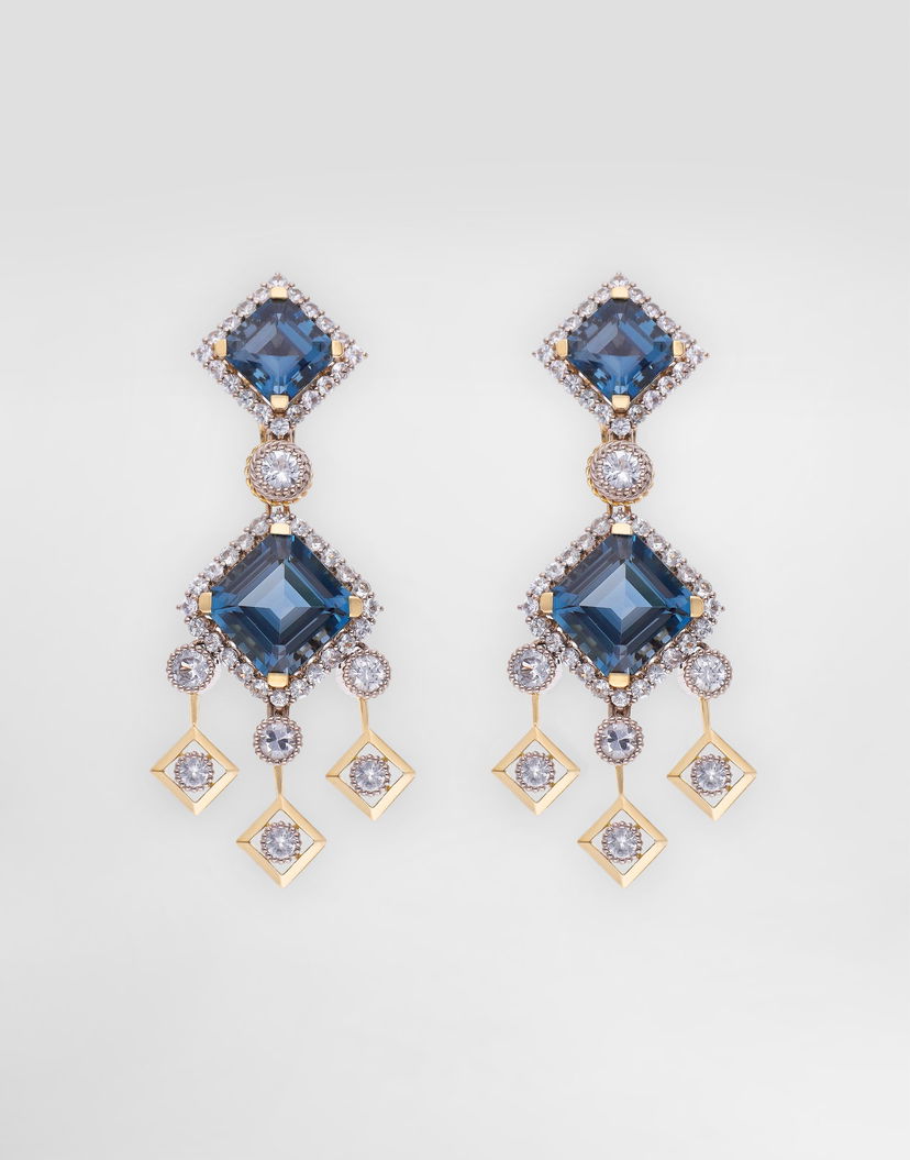 Náušnice Dolce & Gabbana Dolce & Gabbana Eleganza Gold Topaz and Sapphire Earrings Modrá | WESA3GWTOP187583