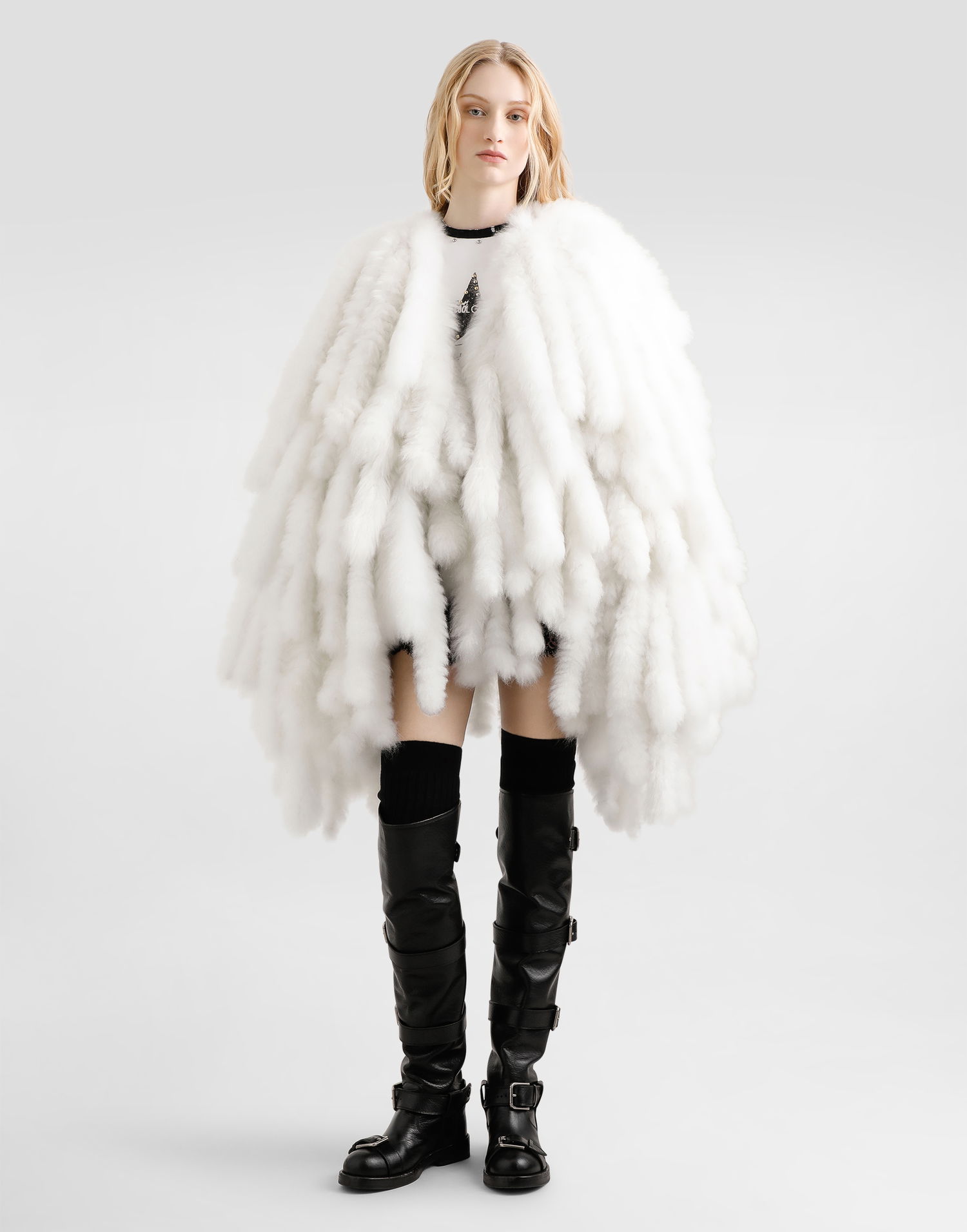 Kabáty Dolce & Gabbana Dolce & Gabbana Shaggy Alpaca Coat Biela | F0W8QFFUPZHW0001, 1