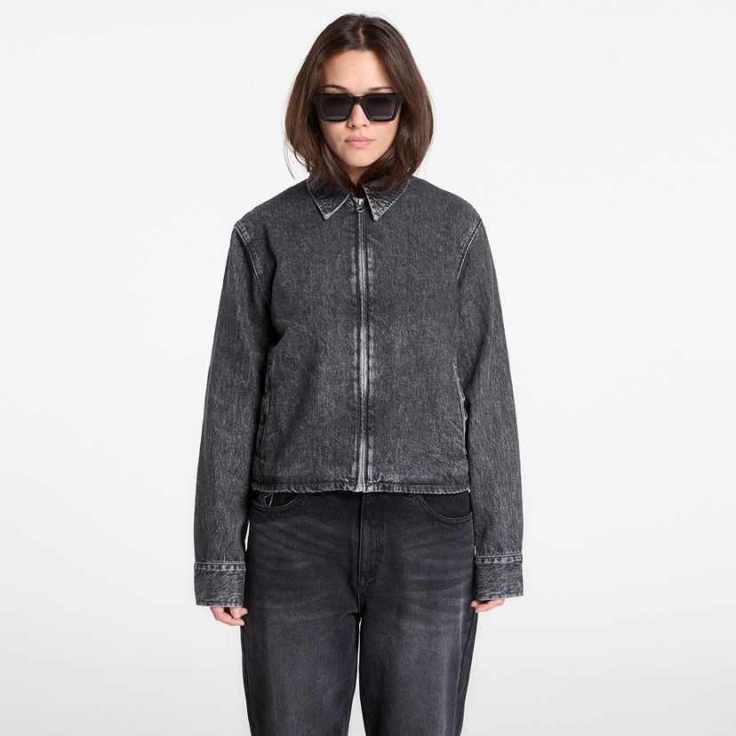 Bunda Samsoe Samsoe Sanarinna Washed Denim Zip Jacket Čierna | F25400008_CLR002076