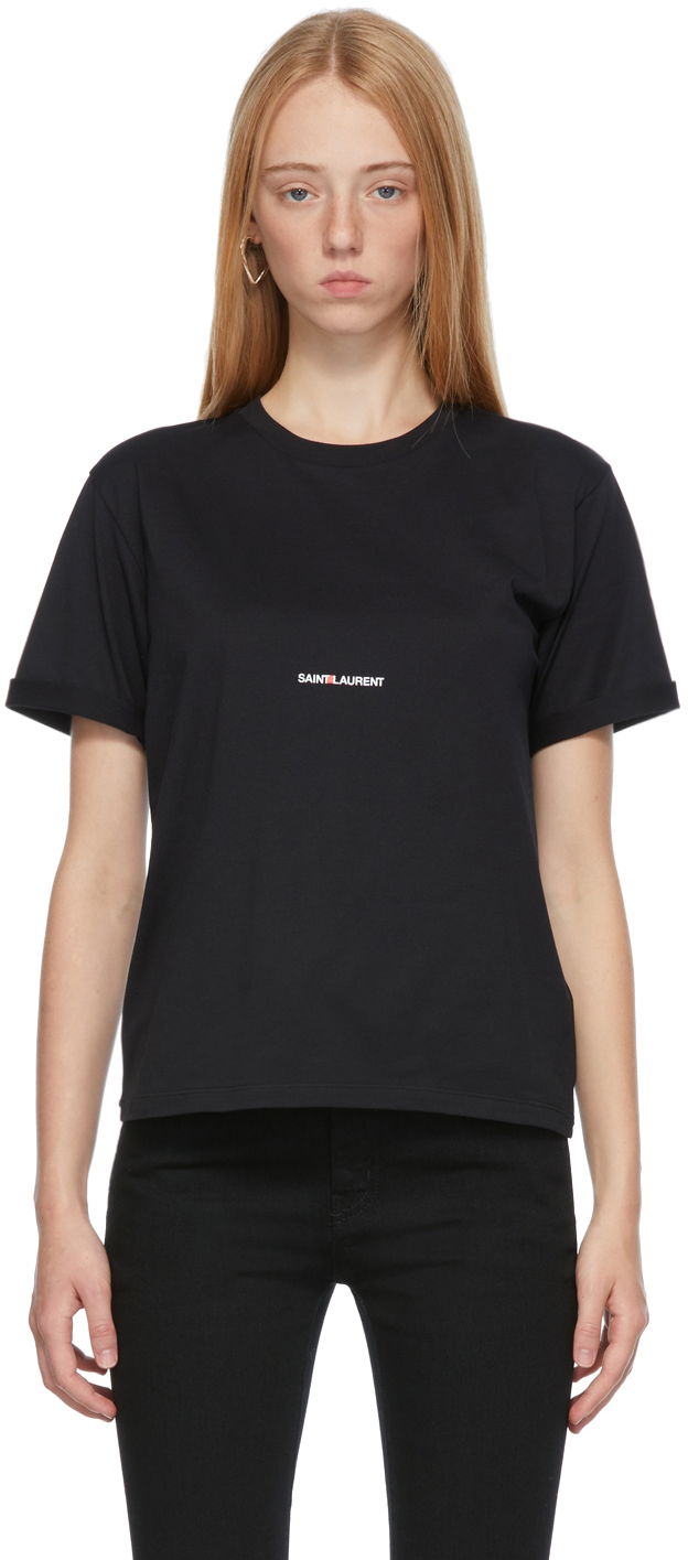 Tričko Saint Laurent Rive Gauche Logo T-Shirt Čierna | 460876YB2DQ, 0