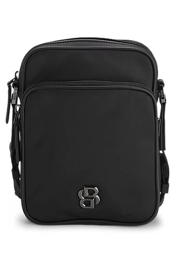 Taška cez rameno BOSS BOSS Twill Reporter Bag with Double B Monogram Čierna | 50523462, 0