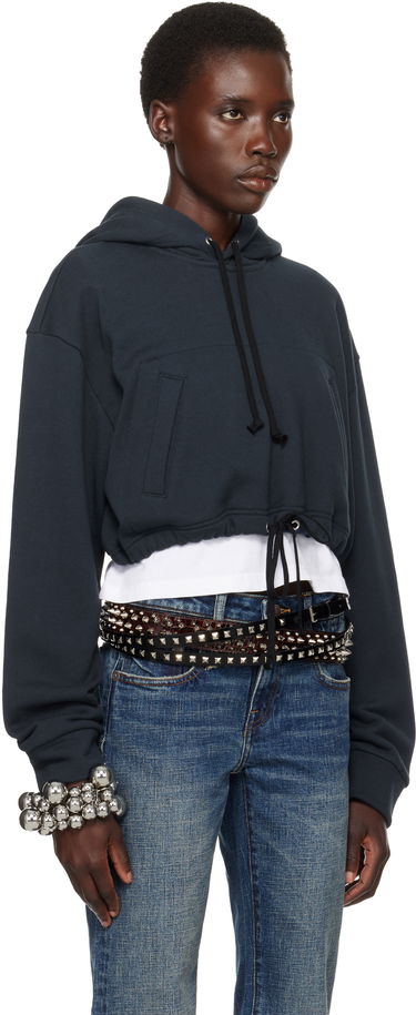 Mikina Comme des Garçons Comme des Garçons Girl Cotton Back Pile Cropped Hoodie Navy | NO-T016-051-1, 1