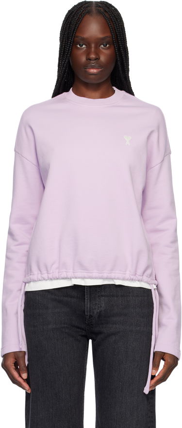 Sveter AMI AMI Paris Cotton De Coeur Drawstring Sweatshirt Fialová | FSW060.730, 0