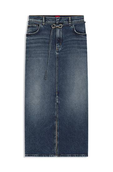 Sukňa BOSS Denim skirt with front slit and carabiner closure Modrá | 50550747