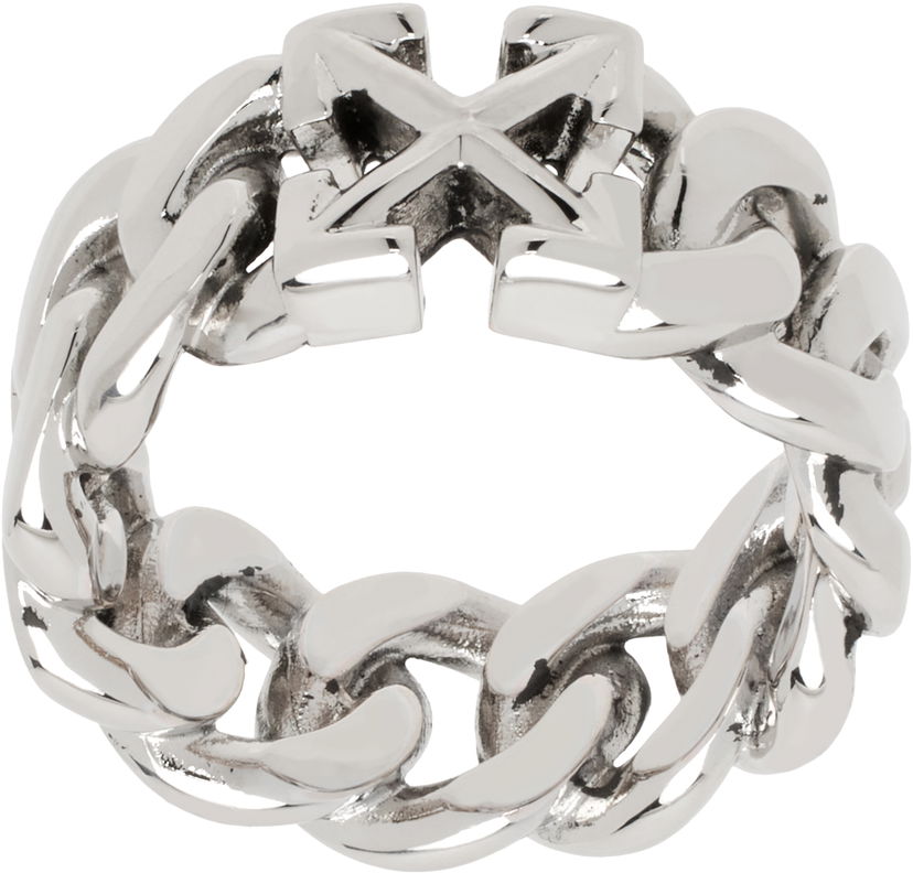 Prsteň Off-White Chain Ring with Arrow Accent Metalická | OMOC07DC99MET0017200