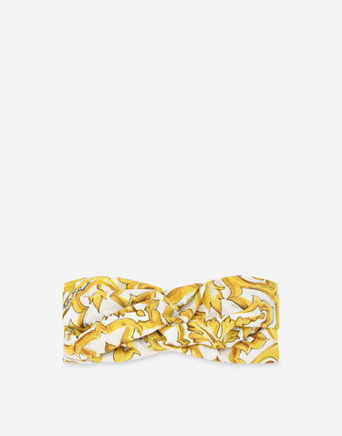 Šál Dolce & Gabbana Dolce & Gabbana Poplin Twisted Headband With Majolica Print Žltá | LB5H09G7EW9H23TN, 0