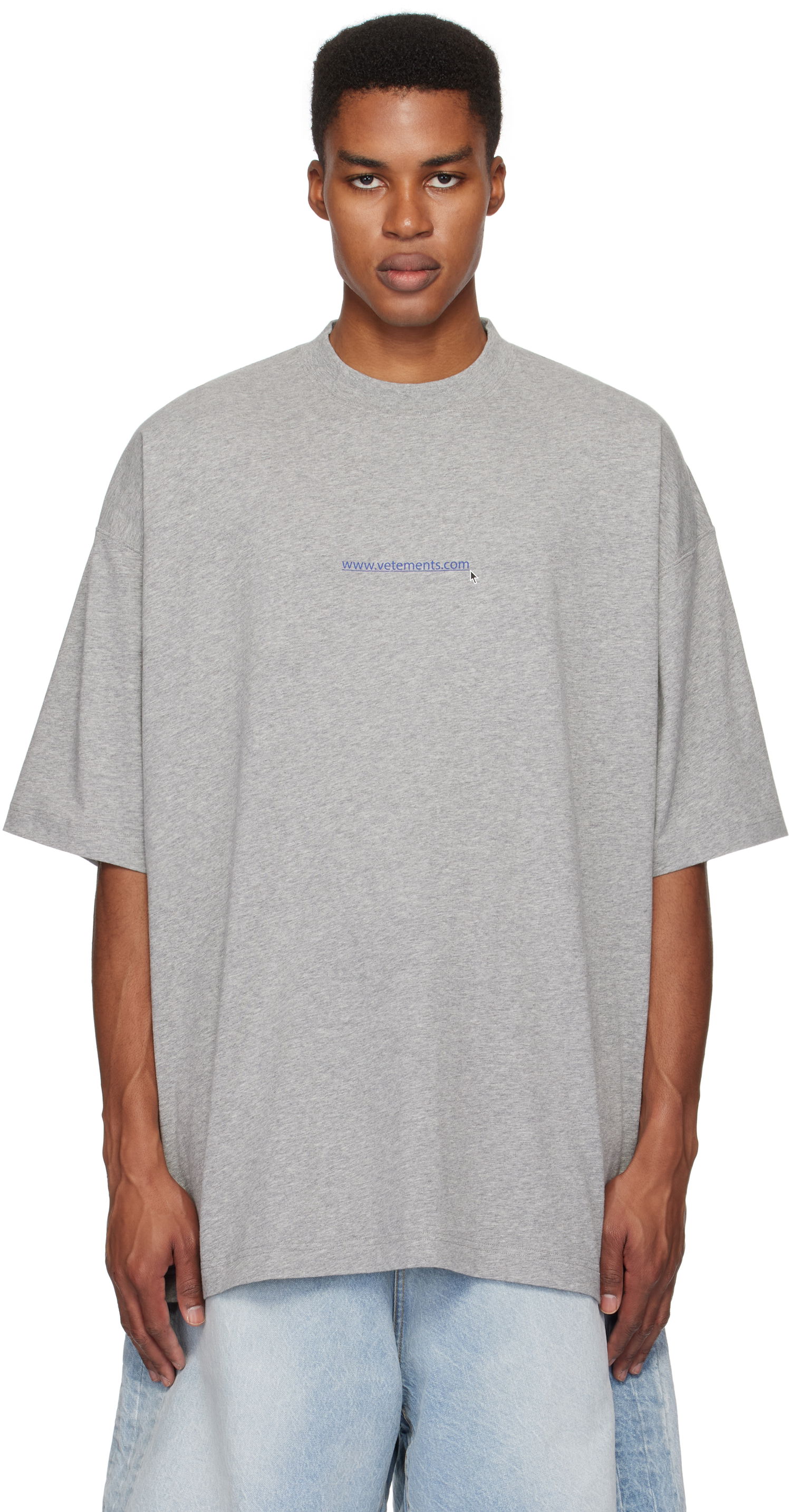 Tričko VETEMENTS Oversized Website Print T-Shirt Šedá | UA66TR735G, 0