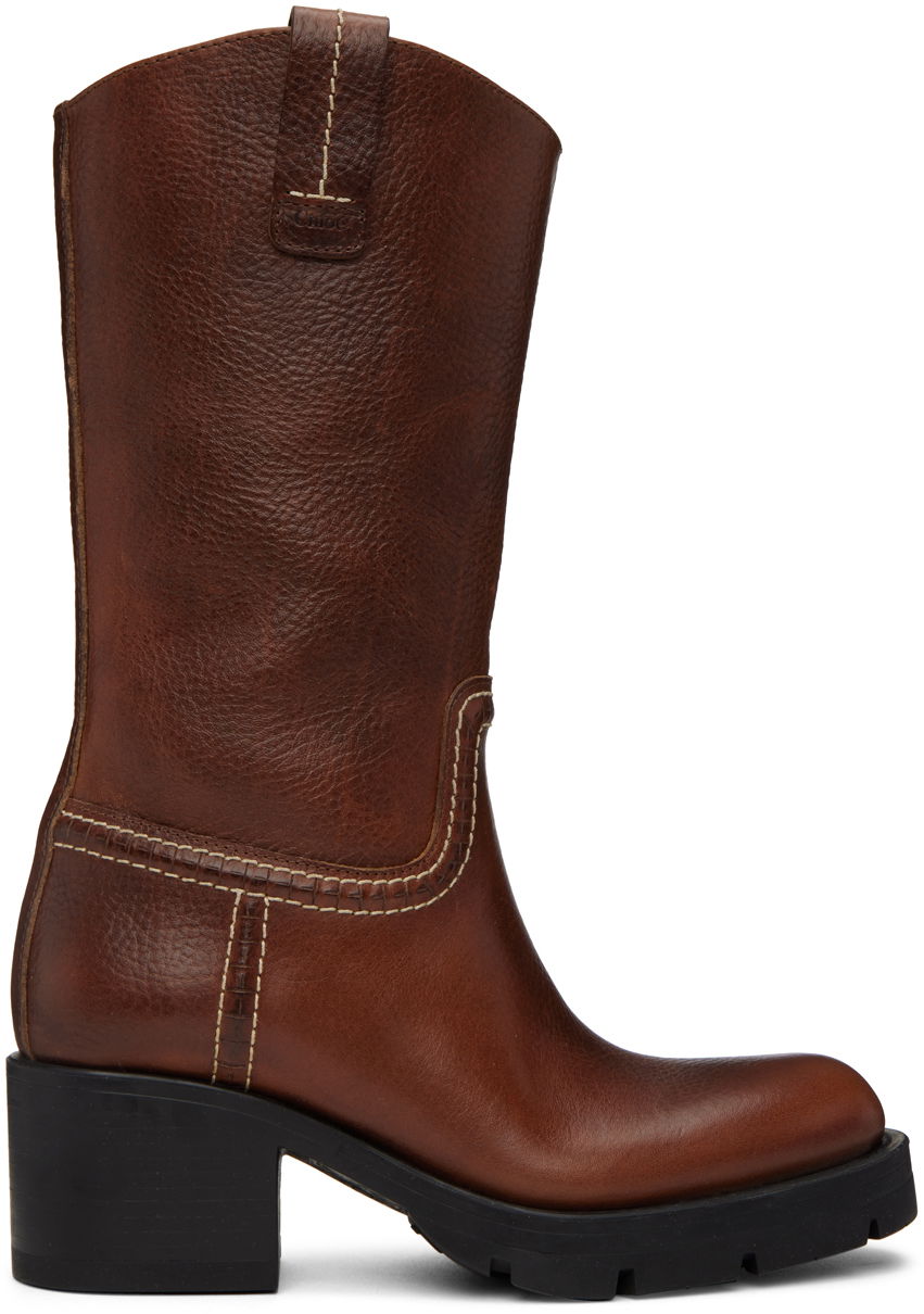 Tenisky a topánky CHLOÉ Chloé Neva Leather Boots Hnedá | CHC22W711Y9, 0