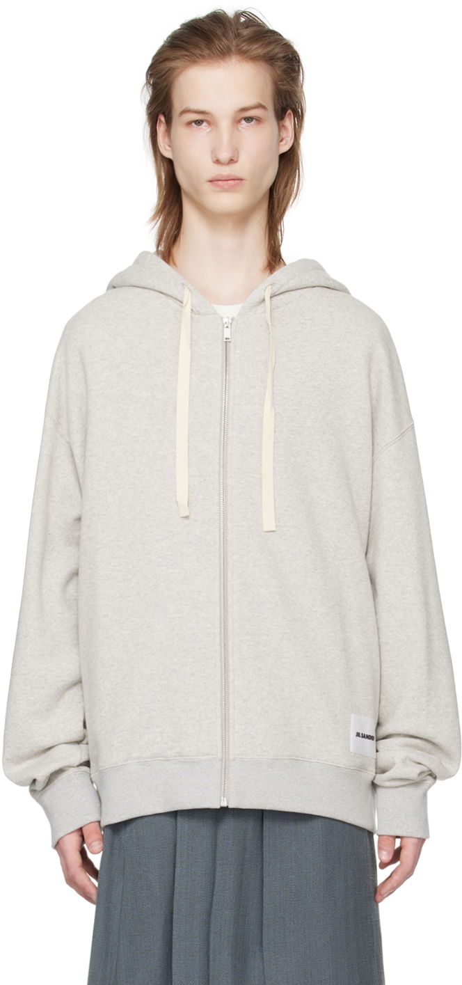 Mikina Jil Sander Zip-Up Hoodie Šedá | J47HG0101_J20010