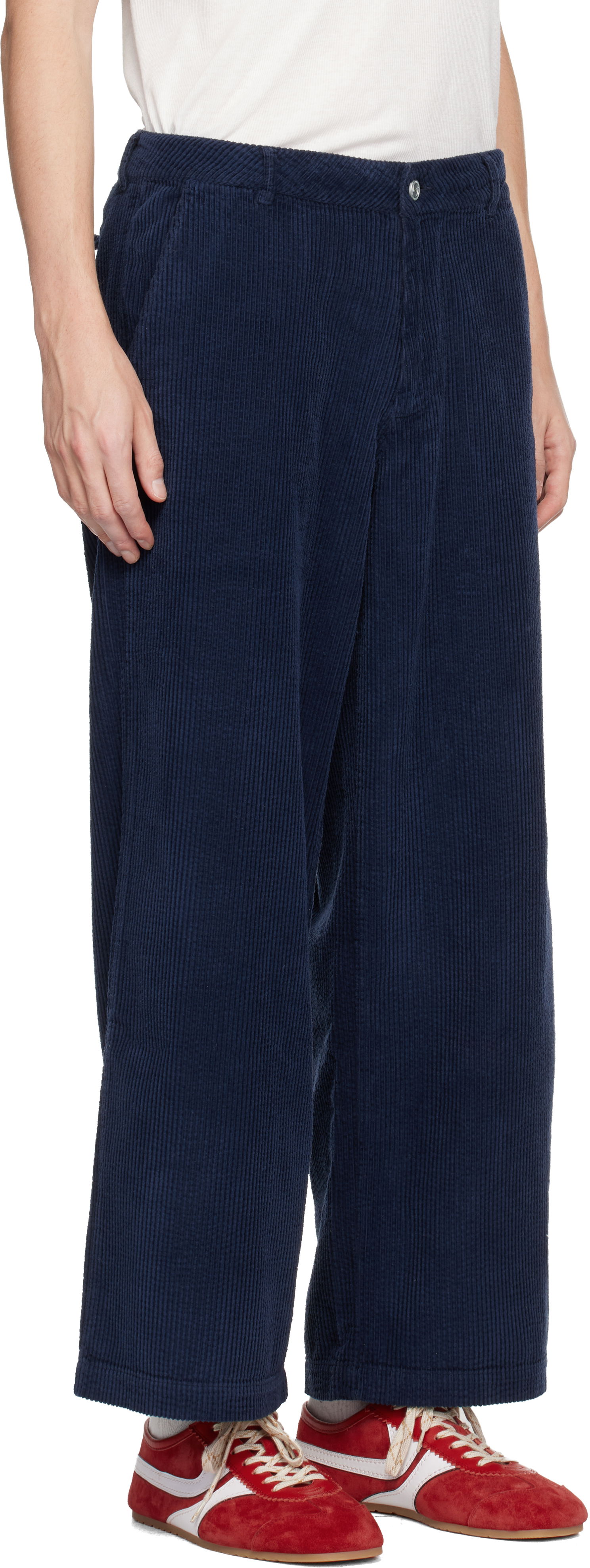 Nohavice ERL ERL Wide-Leg Corduroy Trousers Navy | ERL11P019, 1