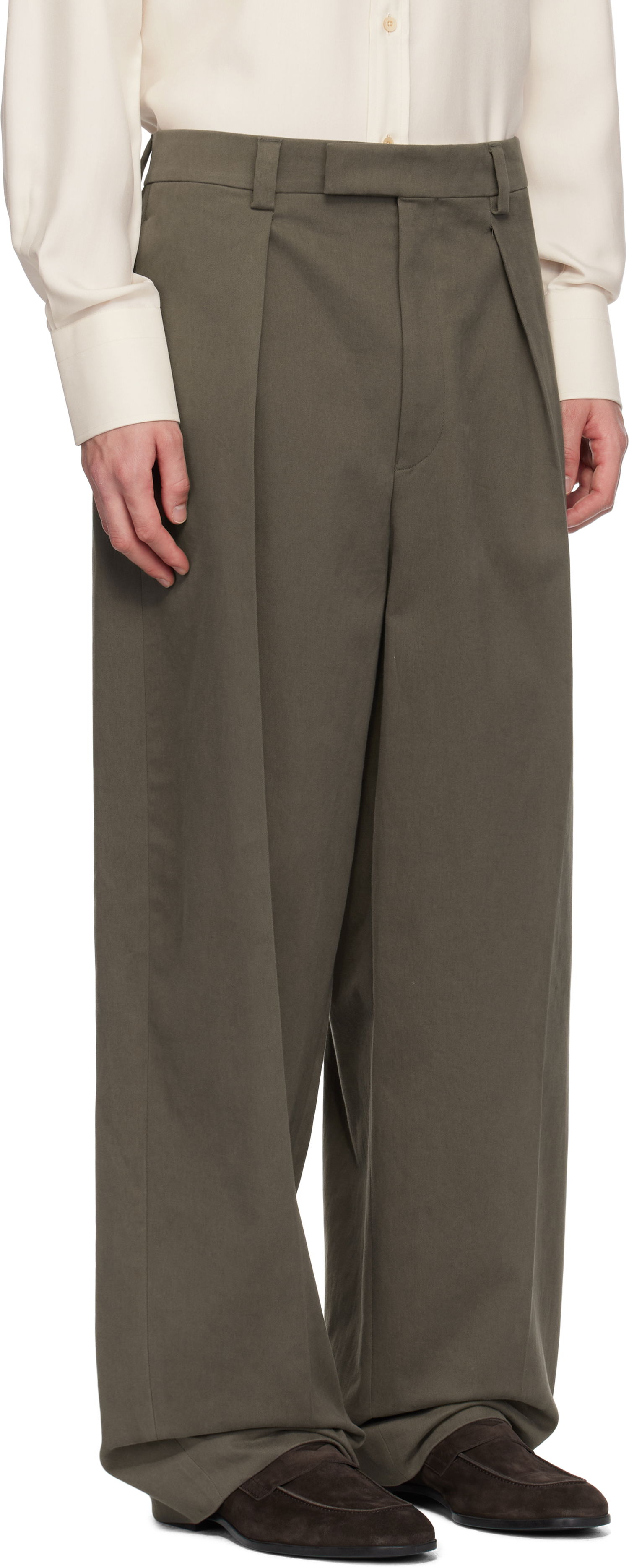 Nohavice FERRAGAMO Ferragamo Inverted Pleats Trousers Zelené | 782861, 1