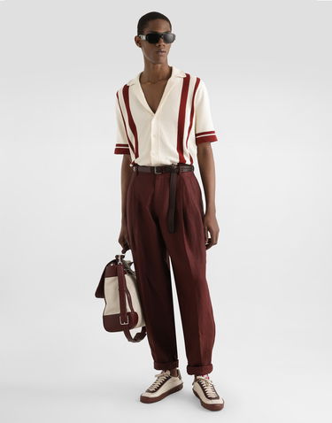 Nohavice Dolce & Gabbana Dolce & Gabbana Linen Cropped Trousers Vínová | GP114TFU4MCM5039, 1