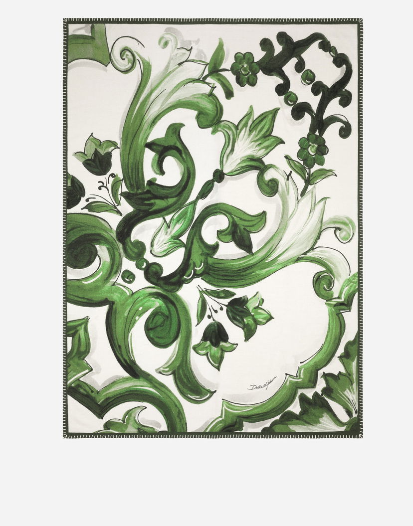 Home decor Dolce & Gabbana Dolce & Gabbana Silk And Wool Floral Scroll Blanket Biela | TCE012TCAB6UV013