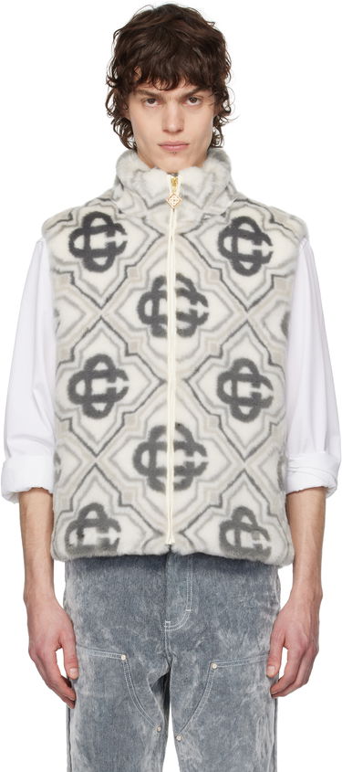 Vesta Casablanca Casablanca Monogram Faux-Fur Vest Biela | U-MPS25-OT-152-01, 0