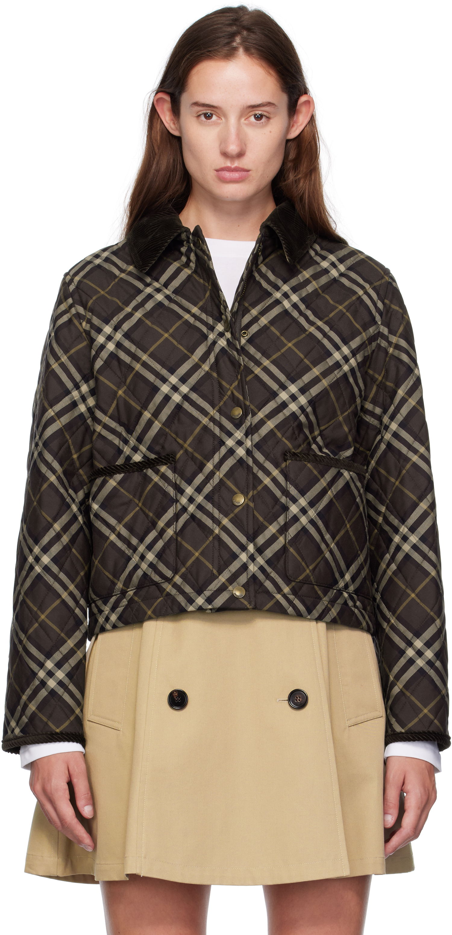 Bunda Burberry Burberry Oldham Plaid Quilted Jacket Hnedá | 8115975, 0