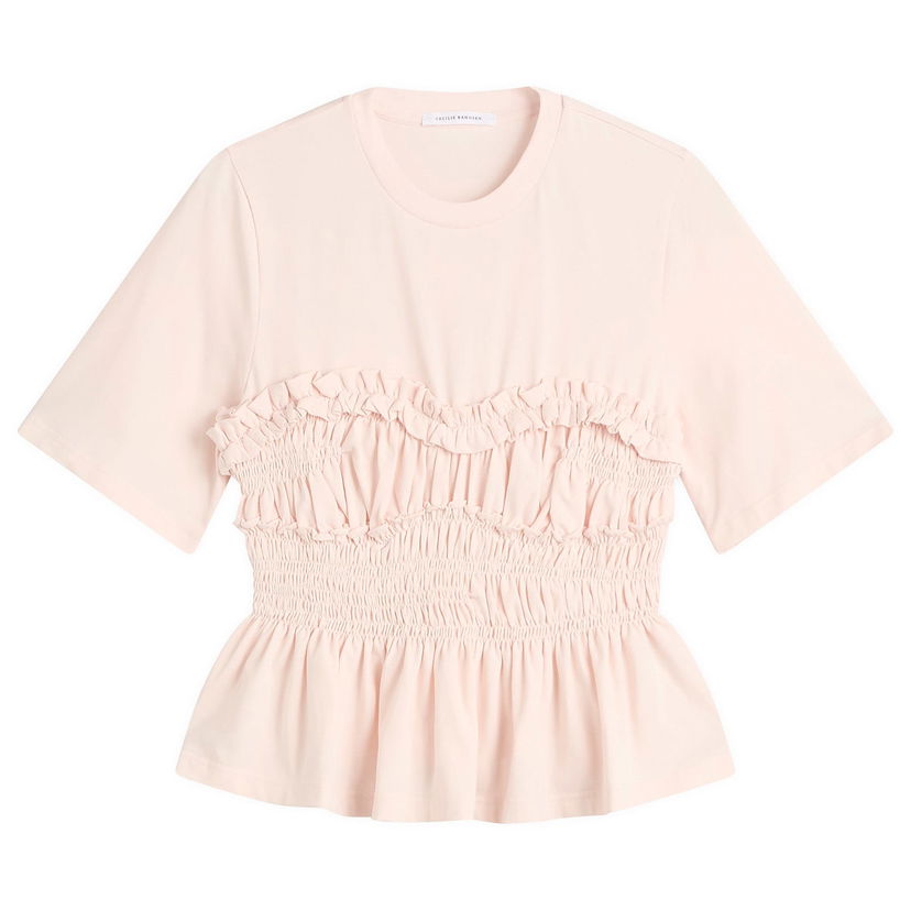 Tričko Cecilie Bahnsen Vilde Ruffled Smocked Peplum T-Shirt Ružová | 425RTW19001