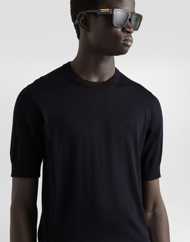 Sveter Dolce & Gabbana Dolce & Gabbana Silk Round-Neck Sweater with DG Embroidery Čierna | GXX03ZJBSK3B1622, 3