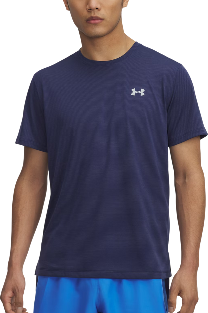 Tričko Under Armour LAUNCH Striped Short Sleeve T-Shirt Navy | 1382582-403
