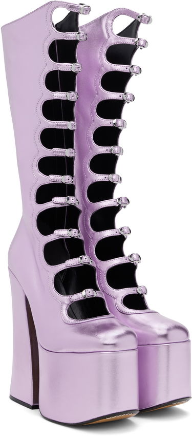 Starostlivosť o obuv Marc Jacobs Marc Jacobs 'The Metallic Kiki' Knee-High Platform Boots Fialová | 2R4FBO001F01, 3