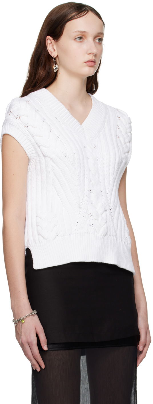 Sveter Helmut Lang Cable Knit Vest Biela | N01HW716, 1