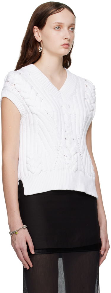 Sveter Helmut Lang Cable Knit Vest Biela | N01HW716, 1